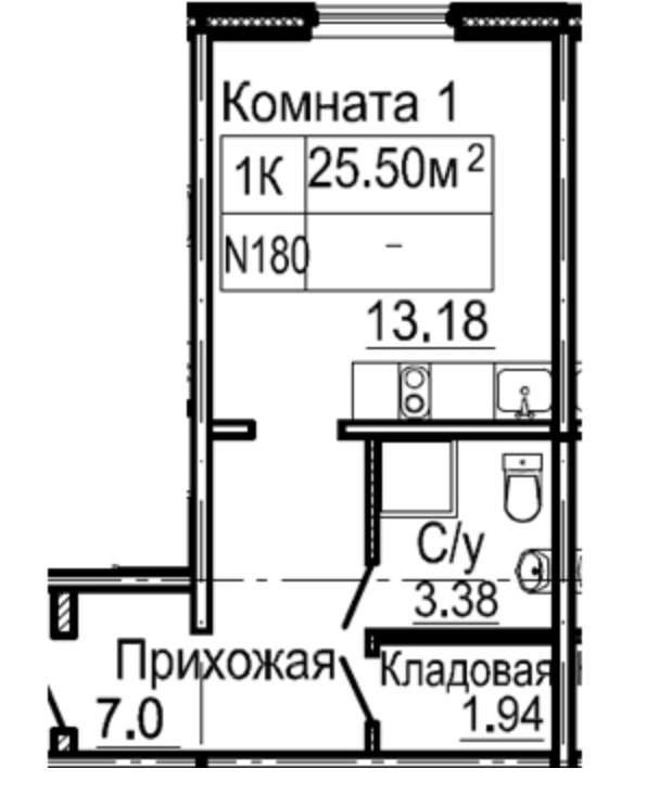 1-комнатная студия 25,5 м2 ЖК «Мончергория»