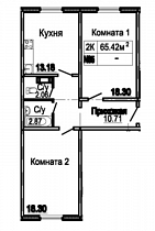 2-комнатная квартира 65,42 м2 ЖК «Мончергория»